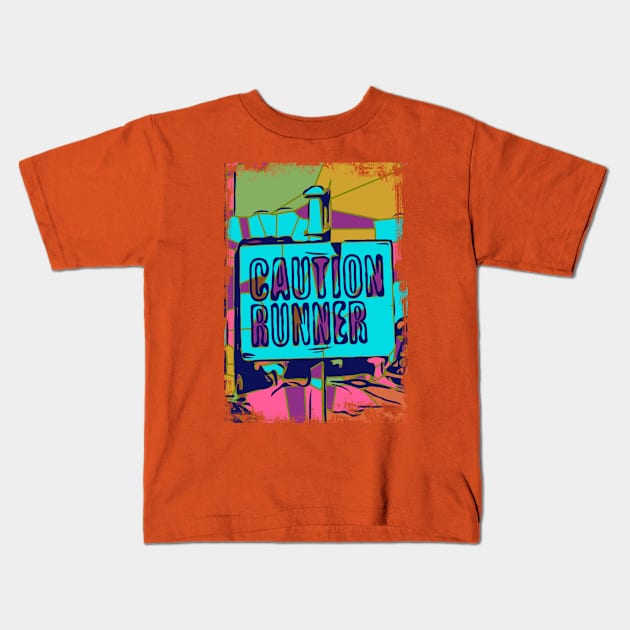 Caution runner Kids T-Shirt by FasBytes